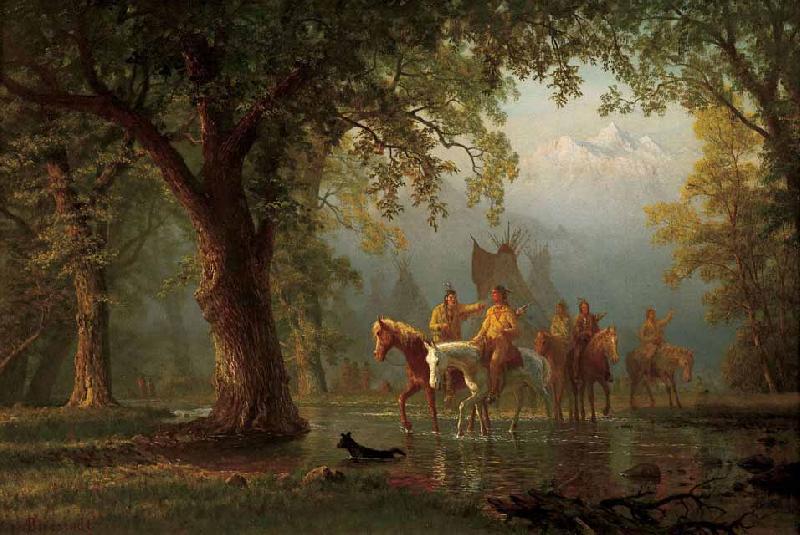 Albert Bierstadt Departure of an Indian War Party oil painting image